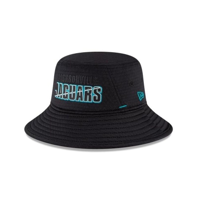 Black Jacksonville Jaguars Hat - New Era NFL Official Summer Sideline Stretch Bucket Hat USA1260359